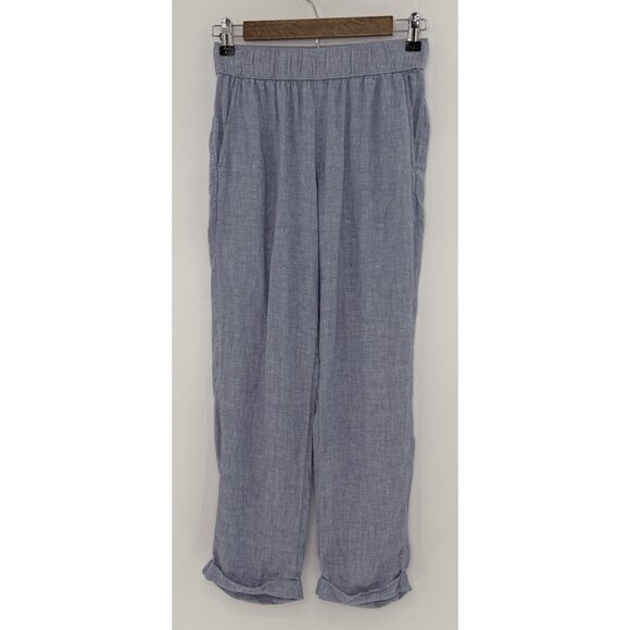 Rachel Roy 100% Linen‎ Pants Pull On Cuff Hem Cropped Sz XS Beach Coastal Boho - Picture 1 of 8